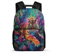 TPISLI Children Colourful Tiger School Backpack School Years 2-5 Animal Tiger Daypack for Kids and Teens Year 2-5, 1680D Fabric Soft Felt Details Travel Daily Use