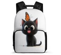 TPISLI Children Cute Black Cat School Backpack 7-11 Year Olds Kitten Motif Rucksack for Kids and Teens Year 2-5, Padded Back 1680D Fabric Outdoor Day Trips