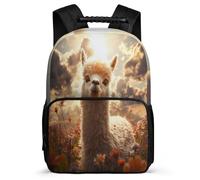 TPISLI Children Cute Llama Motif School Backpack 6-11 Years Animal Alpaca Backpack for Boys Girls School Years 1-4, Side Pockets Soft Felt Details Travel Daily Use