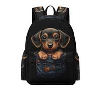 TPISLI Children Dachshunds Dog Rucksack for Boys Girls 8-14 Years Modern Durable Animal Puppy Bookbag for Spring Outing Autumn Trip Back to School Gift, 15.6 Inch Laptop Backpack
