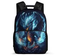 TPISLI Children Evil Dragon Illustration School Backpack Age 5-10 Dragon Rucksack for Girls Primary Classes, Soft Felt Details Adjustable Straps Daily Essentials