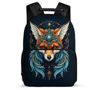 TPISLI Children Fox Motif Rucksack School Years 2-5 Animal Pattern Rucksack for Kids and Teens Junior School, Adjustable Straps Side Pockets Travel Daily Use