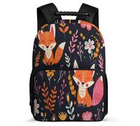 TPISLI Children Fox Motif School Backpack Age 5-10 Animal Print Rucksack for Girls Primary Classes, Soft Felt Details Adjustable Straps Daily Essentials