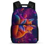 TPISLI Children Fox School Backpack Primary Age 6-11 Animal Fox Print Backpack for Kids and Teens Primary Classes, Soft Felt Details Durable Back to School Gift