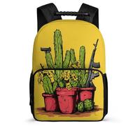 TPISLI Children Funny Cactus Design School Bag 8-12 Years, Plants Print Backpack for Girls Boys, Durable Rucksack, Sturdy Handle, Outdoor Travel, Day Trips