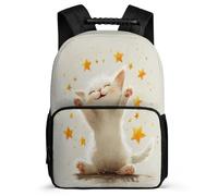 TPISLI Children Funny Cat School Backpack Age 5-10 Animal Kitten Rucksack for Girls Primary Classes, Soft Felt Details Adjustable Straps Daily Essentials