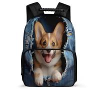 TPISLI Children Girls School Backpack Corgi Rucksack Kid School Back Pack with Dog Print Bookbag Travel Bag Boys with Side Pocket And Front Zipped Pocket