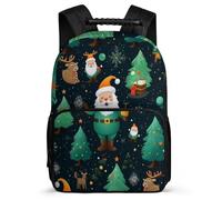 TPISLI Children Girls School Backpack Father Christmas Rucksack Kid School Back Pack with Christmas Theme Bookbag Travel Bag Boys with Side Pocket And Front Zipped Pocket