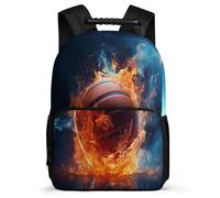 TPISLI Children Girls School Backpack Ice And Fire Basketball Rucksack Kid School Back Pack with Basketball Bookbag Travel Bag Boys with Side Pocket And Front Zipped Pocket