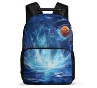 TPISLI Children Girls School Backpack Ice And Fire Basketball Rucksack Kid School Back Pack with Basketball Bookbag Travel Bag Boys with Side Pocket And Front Zipped Pocket