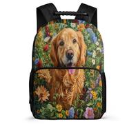 TPISLI Children Golden Retriever Dog Rucksack School Years 2-5 Puppy Rucksack for Kids and Teens Junior School, Adjustable Straps Side Pockets Travel Daily Use
