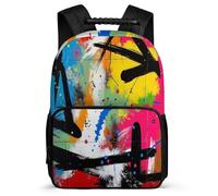 TPISLI Children Graffiti Design School Backpack Primary Age 6-11 Colourful Bookbag for Children Junior School, 1680D Fabric Padded Back Travel Daily Use