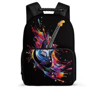 TPISLI Children Guitar Design Bookbag, Singer Music Lover School Bag for Students 7-11 Year Olds, Durable Backpack, Sturdy Handle, Outdoor Travel, Day Trips