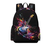 TPISLI Children Guitar Design Fashion Backpack Boys Girls for 8-13 Year Olds Everyday Durable Singer Music Lover School Bag for Spring Outing Autumn Trip Birthday Gift, 14 Inch Laptop Backpack