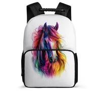 TPISLI Children Horse Design Backpack for School, Animal Print Rucksack 7-11 Year Olds, Sturdy Book Bag, Soft Felt Details, Short Trips, Everyday Use