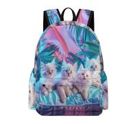 TPISLI Children Kawaii Cats Design Back pack for Boys Girls Year 3-6 Trendy Lightweight Animal Kitten Fashion School Bag for Outdoor Use Back to School Gift, 13.3 Inch Laptop Backpack