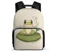 TPISLI Children Kawaii Frog Motif Backpack 7-11 Year Olds Animal Pattern Daypack for Kids and Teens Junior School, Side Pockets Soft Felt Details Back to School Gift