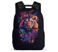 TPISLI Children Lion Illustration School Backpack Primary Age 6-11 Animal Design Bookbag for Children Junior School, 1680D Fabric Padded Back Travel Daily Use