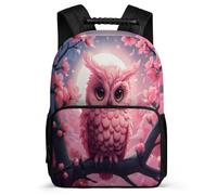 TPISLI Children Owl Flowers Pattern School Bag Primary Age 6-11 Pink Bird School Bag for Students Year 3-6, Adjustable Straps Soft Felt Details Birthday Gift