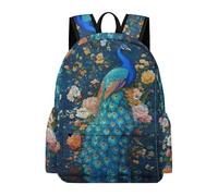 TPISLI Children Peacock Motif Rucksack for Boys Girls 8-14 Years Modern Durable Animal Pattern Bookbag for Spring Outing Autumn Trip Back to School Gift, 15.6 Inch Laptop Backpack