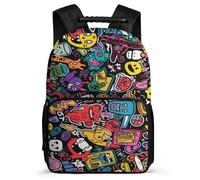 TPISLI Children School Backpac Graffiti Rucksack Kid School Backpack Memphis Style Bookbag Travel Bag Boys Girls with Side Pocket And Front Zipped Pocket