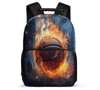 TPISLI Children School Backpac Ice And Fire Basketball Rucksack Kid School Backpack Basketball Bookbag Travel Bag Boys Girls with Side Pocket And Front Zipped Pocket