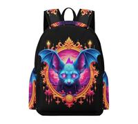 TPISLI Children School Backpack Bat Pattern Rucksack Gothic Theme Ages 10-16 for Boys Girls, Trendy 14 Inch Laptop Bag for Outdoor Trips and Classes and Class Travel Use