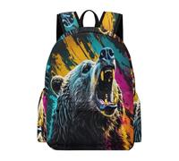 TPISLI Children School Backpack Bear Design Rucksack Animal Bear Ages 7-11 for Boys Girls, Durable 15.6 Inch Laptop Bag for Daily Study and Weekend Use and Class Travel Use