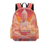 TPISLI Children School Backpack Buddha Motif Rucksack Buddhism Style Ages 7-11 for Boys Girls, Durable 15.6 Inch Laptop Bag for Daily Study and Weekend Use and Class Travel Use