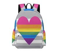 TPISLI Children School Backpack Colorful Hearts Rucksack Rainbow Hearts 7-12 Years Old for Boys Girls, Trendy 15.6 Inch Laptop Backpack for Study Days and Travel and Class Travel Use