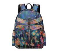 TPISLI Children School Backpack Dragonfly Flowers Rucksack Insect Theme Ages 7-11 for Boys Girls, Durable 11.6 Inch Laptop Daypack for Daily Lessons and Weekend Travel