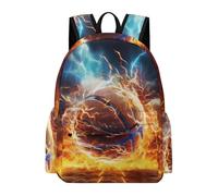 TPISLI Children School Backpack Flame Basketball Rucksack Cool Basketball School Years 4-8 for Boys Girls, Durable Daypack for Outdoor Trips and Classes and Class Travel Use