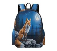 TPISLI Children School Backpack Fox Motif Rucksack Animal Pattern Ages 10-16 for Boys Girls, Trendy 14 Inch Laptop Bag for Outdoor Trips and Classes and Class Travel Use