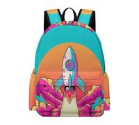 TPISLI Children School Backpack Space Rocket Rucksack Space Ship School Years 5-9 for Boys Girls, Trendy Daypack for Daily Study and Weekend Use and Class Travel Use