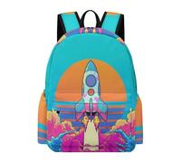 TPISLI Children School Backpack Space Rocket Rucksack Space Ship School Years 5-9 for Boys Girls, Trendy Daypack for Daily Study and Weekend Use and Class Travel Use