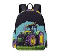 TPISLI Children School Backpack Tractor Motif Rucksack Car Pattern School Years 4-8 for Boys Girls, Durable Daypack for Outdoor Trips and Classes and Class Travel Use
