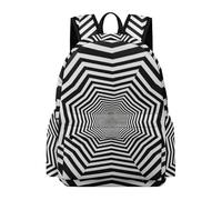 TPISLI Children School Backpack Visual Vertigo Rucksack Simple Stripes School Years 5-9 for Boys Girls, Trendy Daypack for Daily Study and Weekend Use and Class Travel Use