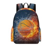 TPISLI Children School Backpack Water Fire Basketball Rucksack Basketball School Years 4-8 for Boys Girls, Durable Daypack for Outdoor Trips and Classes and Class Travel Use
