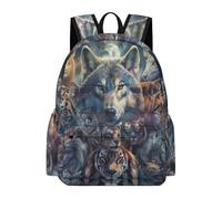 TPISLI Children School Backpack Wolf Tiger Rucksack Animal Wolves Ages 7-11 for Boys Girls, Durable 11.6 Inch Laptop Daypack for Daily Lessons and Weekend Travel