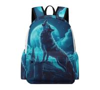 TPISLI Children School Backpack Wolves Howling Design Rucksack Wolf Ages 7-11 for Boys Girls, Durable 15.6 Inch Laptop Bag for Daily Study and Weekend Use and Class Travel Use