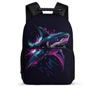 TPISLI Children Shark School Backpack 6-11 Years Marine Life Motif Backpack for Boys Girls School Years 1-4, Side Pockets Soft Felt Details Travel Daily Use