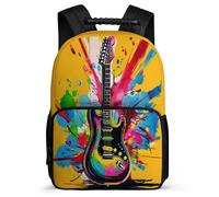 TPISLI Children Singer Music Lover Bookbag, Guitar Pattern School Bag for Students 7-11 Year Olds, Durable Backpack, Sturdy Handle, Outdoor Travel, Day Trips