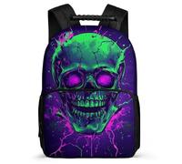TPISLI Children Skull Print Bookbag, Skeleton Motif School Bag for Students 7-11 Year Olds, Durable Backpack, Sturdy Handle, Outdoor Travel, Day Trips