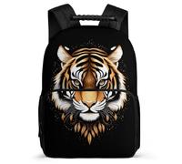 TPISLI Children Tiger Illustration Backpack for School Animal Daypack Primary Age 6-11 School Years 1-4, 1680D Fabric Adjustable Straps Travel Daily Use
