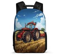 TPISLI Children Tractor Motif School Bag Primary Age 6-11 Car Pattern School Bag for Students Year 3-6, Adjustable Straps Soft Felt Details Birthday Gift