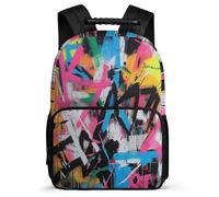 TPISLI Children Trend Graffiti School Backpack Primary Age 6-11 Colourful Backpack for Kids and Teens Primary Classes, Soft Felt Details Durable Back to School Gift