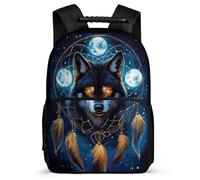 TPISLI Children Wolf Dreamcatcher Daypack 8-12 Years Wolves School Bag for Kids and Teens Primary Classes, Adjustable Straps Side Pockets Outdoor Day Trips