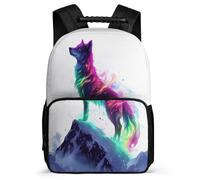 TPISLI Children Wolf Illustration School Bag 7-11 Year Olds, Animal Wolve Backpack for Children, Durable Rucksack, Sturdy Handle, Outdoor Travel, Day Trips