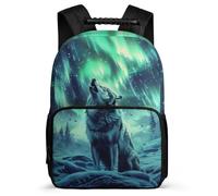 TPISLI Children Wolf Pattern Daypack 8-12 Years Animal Wolve Illustration School Bag for Kids and Teens Primary Classes, Adjustable Straps Side Pockets Outdoor Day Trips
