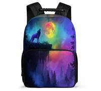 TPISLI Children Wolve Pattern School Backpack Primary Age 6-11 Animal Wolf Bookbag for Children Junior School, 1680D Fabric Padded Back Travel Daily Use